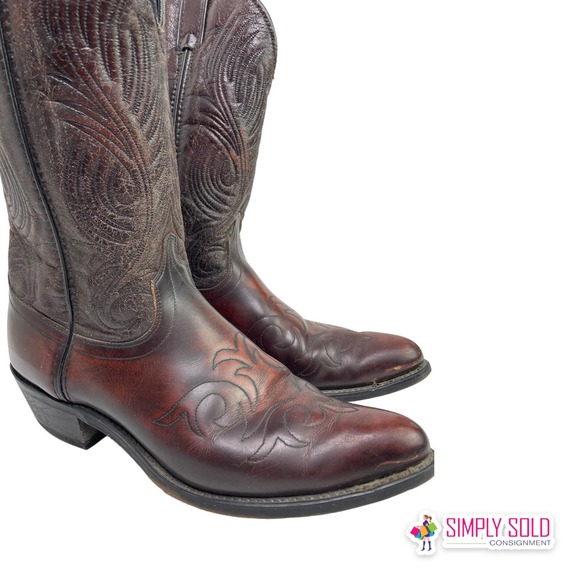 Laredo Men's Western Cowboy Boots Shoes Brown Leather Closed-Toe Sz 10.5 - Picture 7 of 12